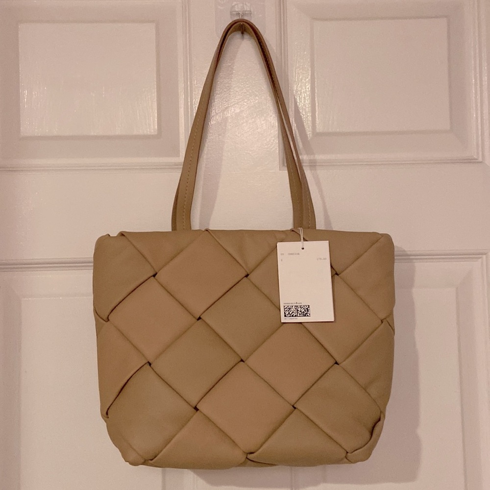 And other stores braided leather tote bag NWT